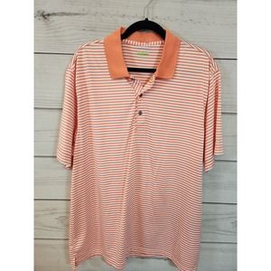 Izod‎ Perform X Golf Men's White Orange Striped Short Sleeve Polo Shirt Size XL